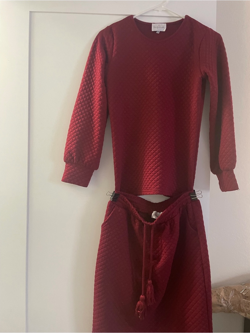 Dainty Jewells Quilted Burgundy Kids Two-Piece Set OBO